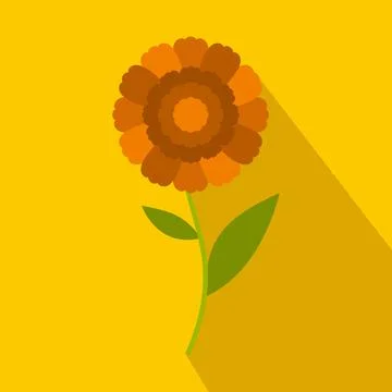 Orange flower icon, flat style Stock Illustration