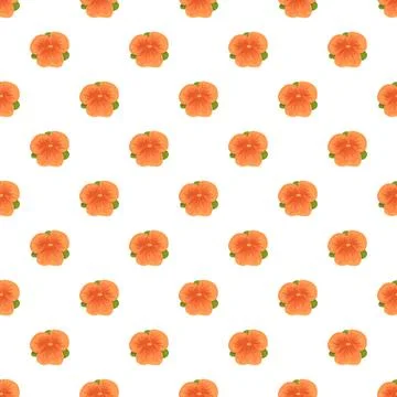 Orange flower seamless pattern on white background Illustrazione stock