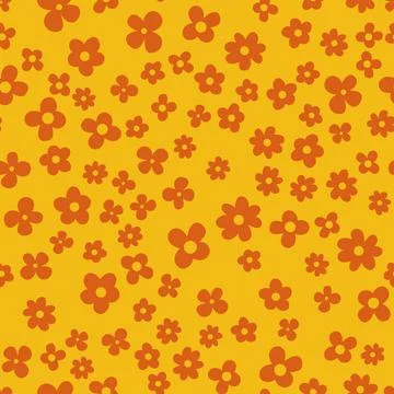 Orange flower seamless pattern on yellow background, wallpaper wrapping texti Stock Illustration