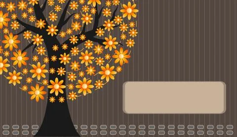 Orange flower tree Stock Illustration