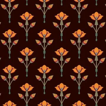 Orange flowers on a brown background Stock Illustration
