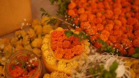 Orange Flowers Decor Stock Footage 247262288
