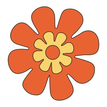 Orange flowers elements on white background Stock Illustration
