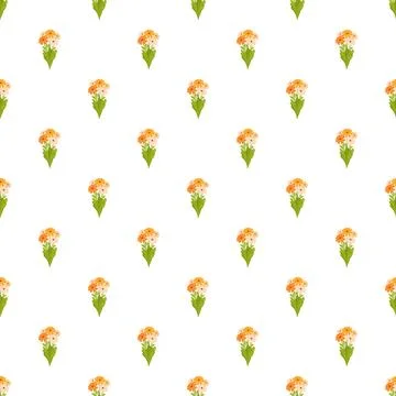 Orange flowers forming seamless repeating spring pattern Stock Illustration