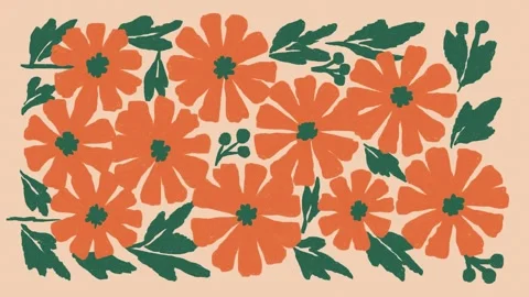 Orange Flowers Pattern Animation Stock Footage 299210860