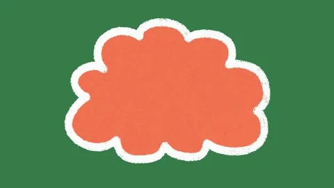 Orange Fluffy Cloud Shape 2D Animation on Green Screen | Hand-Drawn Soft Thought Stockbeeldmateriaal 333523110