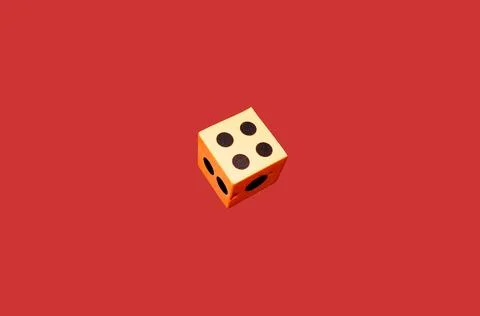 Orange Foam Dice Red Background Stock Photos