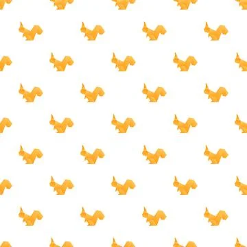 Orange folded paper squirrels creating a repeat pattern Stock Illustration