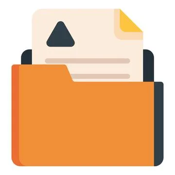 Orange folder holding a document with an upload icon, file management, data Stock Illustration