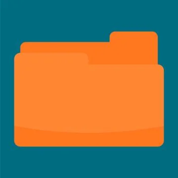 Orange folder icon, flat style Illustrazione stock