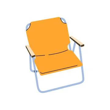 Orange folding camping chair vector illustration isolated on white background Stock Illustration