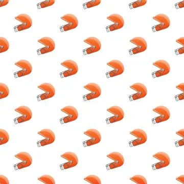 Orange football helmets repeating pattern on white background Stock Illustration