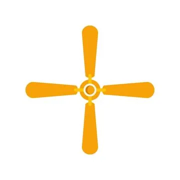 Orange four blades ceiling fan flat icon Stock Illustration