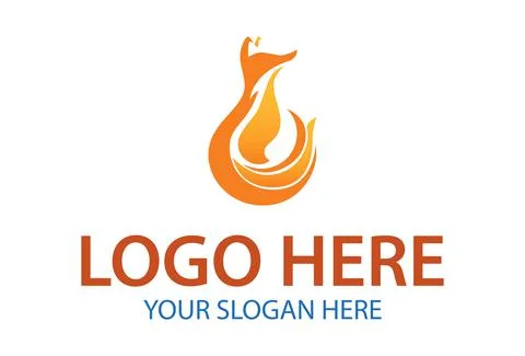 Orange Fox Abstract Logo Design	 Illustrazione stock