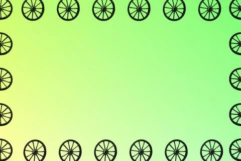 Orange frame with wooden wheels by side for text Stock Illustration