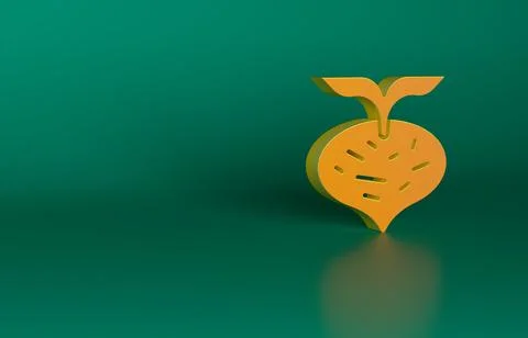 Orange Fresh beet with leaf icon isolated on green background. Natural Root Stock Illustration