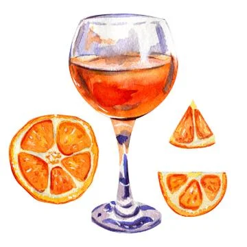 Orange fresh set. Summer citrus exotic drink. Stock Illustration