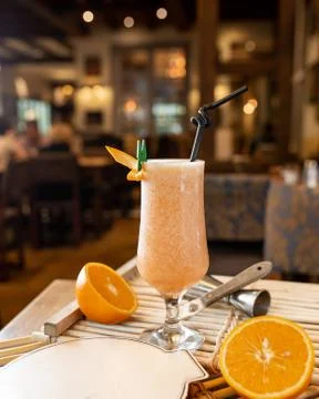 Orange fresh on the table Stock Photos