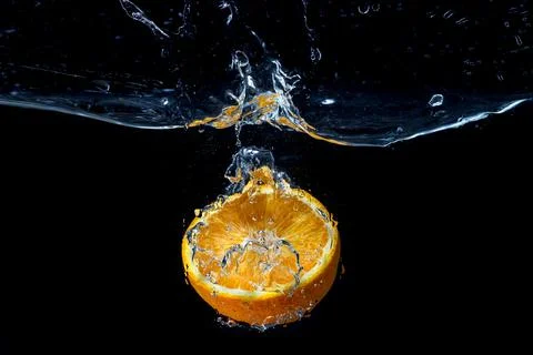 Orange with fresh water splash Foto stock