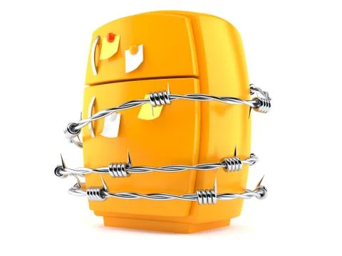 Orange fridge with barbed wire Stock Illustration