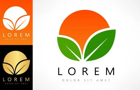 Orange fruit and leaf logo vector Stock Illustration