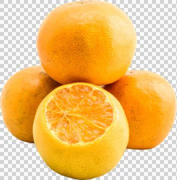 Orange fruit and slice half leaf isolated Stock Photos