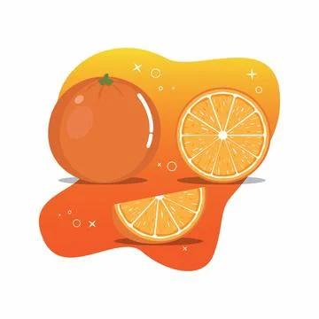 Orange fruit and slice of orange vector illustration Stock Illustration