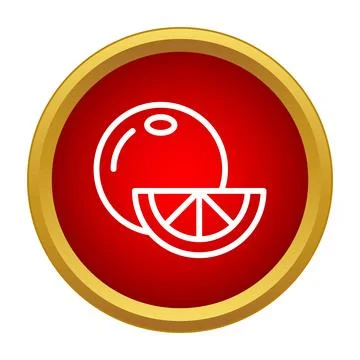 Orange fruit and slice white outline icon Stock Illustration