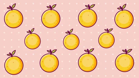 Orange fruit animation background seamless repeating loop Stock Footage 345544917
