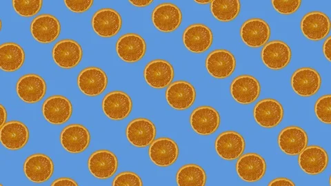 Orange fruit animation on blue background Stock Footage 126788030