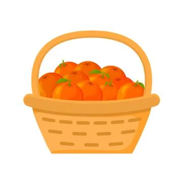 Orange fruit basket. Flat vector illustration. Healthy eating. Stock Illustration