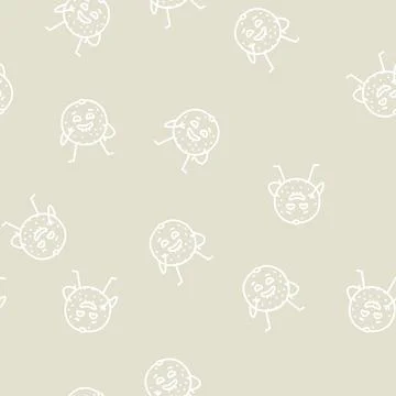 Orange fruit character line seamless pattern 스톡 일러스트