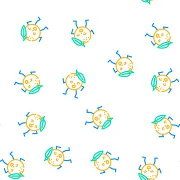 Orange fruit character vector seamless pattern Stock Illustration