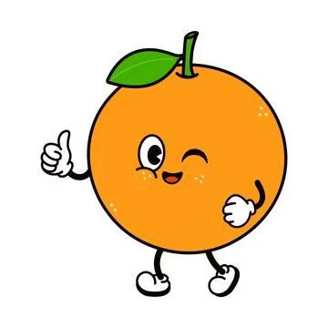 Orange fruit character winking giving thumbs up Ilustración de archivo