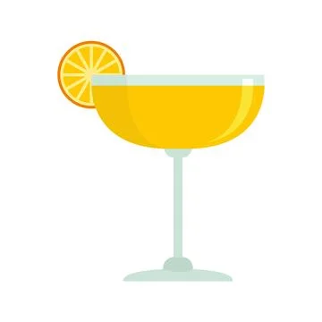 Orange fruit cocktail icon flat isolated 스톡 일러스트
