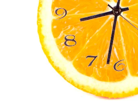 Orange fruit composition in the form of hours Stock Illustration