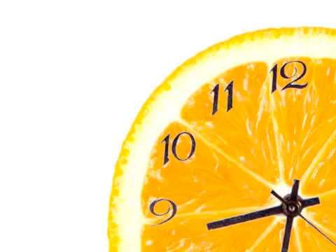 Orange fruit composition in the form of hours Stock Illustration