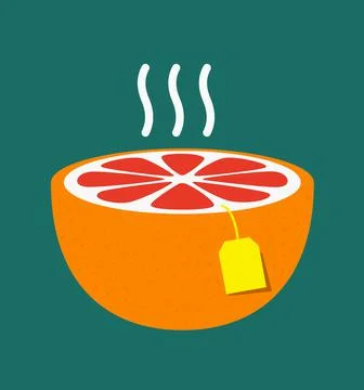 Orange fruit cup, tea concept Stock Illustration
