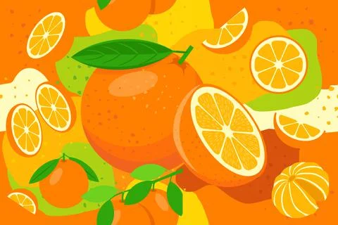 Orange fruit elements seamless pattern abstract vector design background for  Stock Illustration