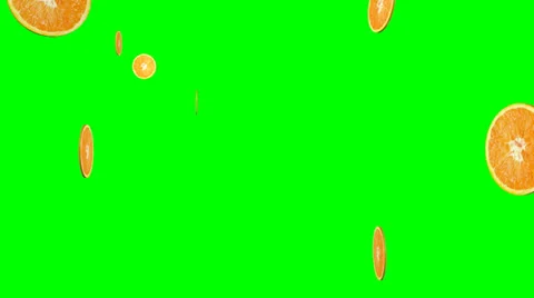 Orange fruit fall isolated on green background alpha Stock Footage 24437388