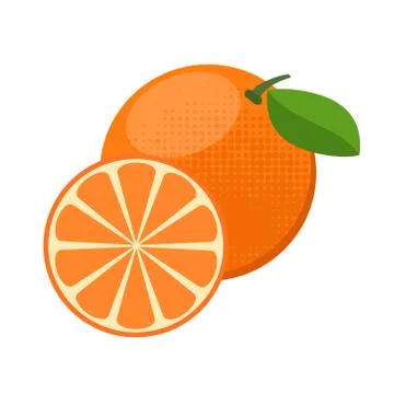 Orange fruit in flat style for design on white, stock vector illustration Stock Illustration