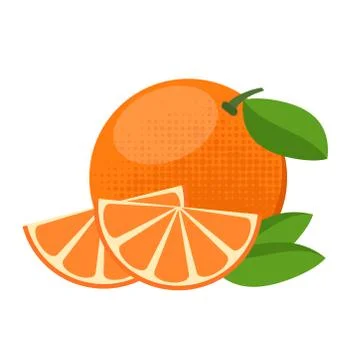 Orange fruit in flat style for design on white, stock vector illustration Stock Illustration
