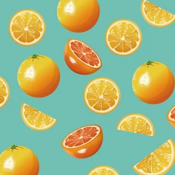 Orange fruit fresh seamless pattern design Stock Illustration