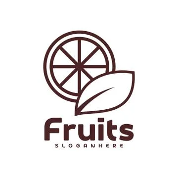 Orange fruit with green leaf logo design. Food logo vector template. Stock Illustration