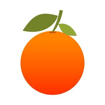 Orange Fruit With Green Stem And Leaves Cartoon Illustration Stock-Illustration