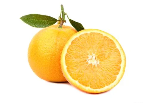 Orange fruit with half Stock Photos