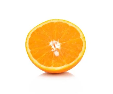 Orange fruit half on white background Stock Photos