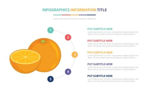 Orange fruit infographic template concept with five points list and various c Stock-Illustration