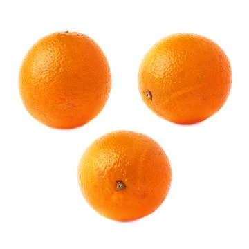 Orange fruit isolated over the white background, set of different Stock Photos