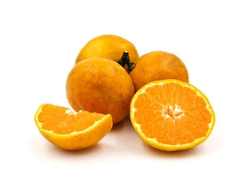 Orange fruit isolated on white background. Stock Photos